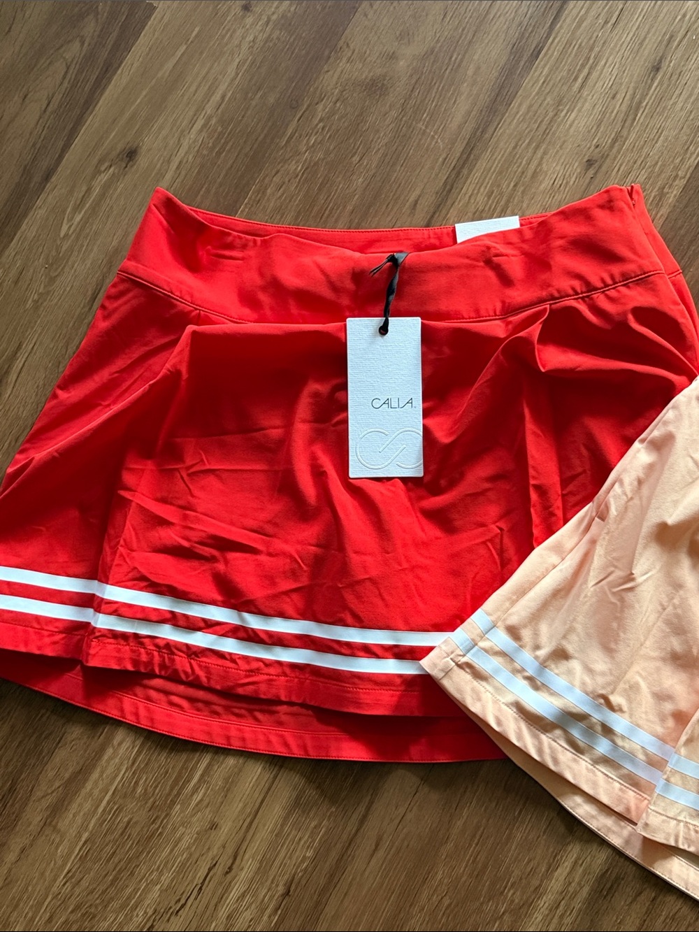 2 Pack Calia Peach Skort with White Double Hem Stripes - Picture 4 of 8